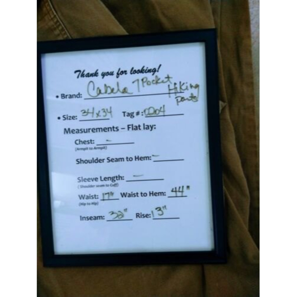 CABELA'S 7 Pocket HIKER Cargo Pants Men's 34 x 34 Khaki Hiking Outdoors Hunting - Picture 7 of 10